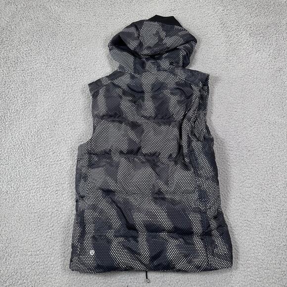 Lululemon Athletica Puffer Vest Goose Down Hooded Women's 8 Sleeveless Gray Camo - Picture 3 of 13